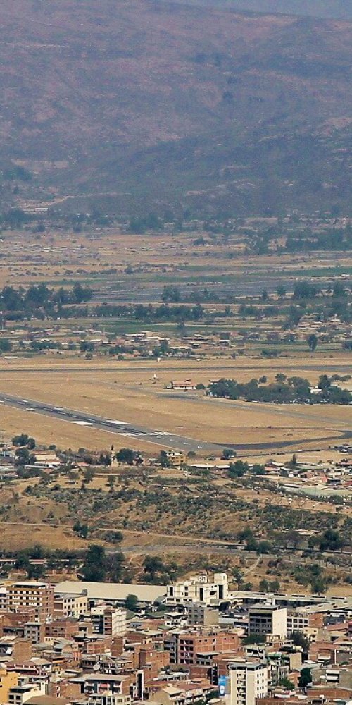 Scenic driving near Jorge Wilstermann Intl Airport, BO