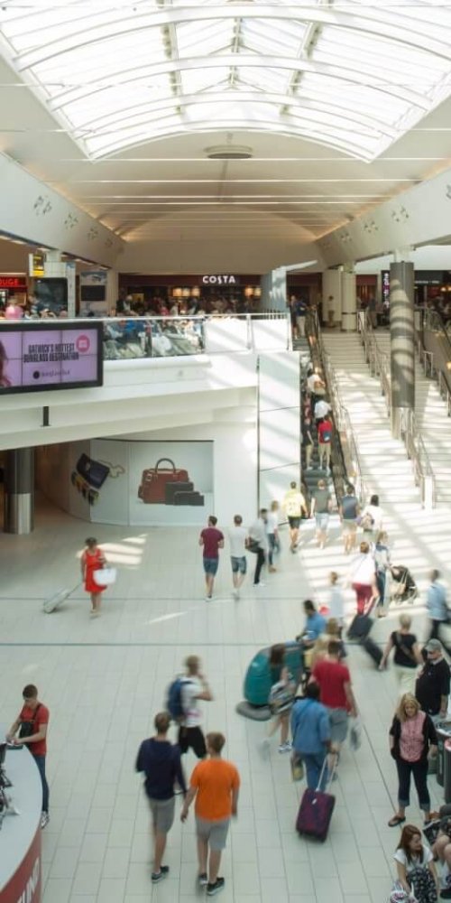 Driver at the wheel departing Gatwick